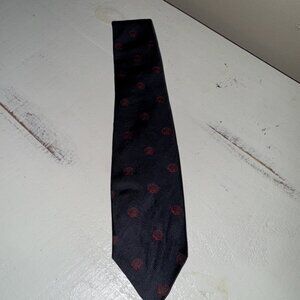 Vintage Christian Dior All Silk Navy Shell Tie Blue Red